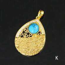 18k Gold Plated Vintage Arabic Style Pendant Necklace, Oval Shape, Bridal Wedding Party Jewelry Gift For Women - Pendant - View 19