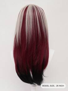 XYUNMI Charming Blonde Highlights Red Long Straight Wig 26 Inch Highlight Black Wig Multilayer Lightweight Breathable Women's Heat Resistant Synthetic Wig For Daily Wear Party Date Elegant Fashion Simple Costume Wig Cosplay Halloween Christmas Wig