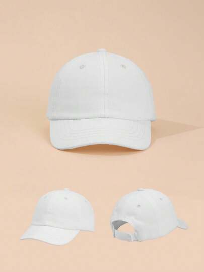 1 pieza Gorra de béisbol blanca ajustable para bebé/niño pequeño para protección solar al aire libre