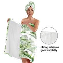 2 件热带叶印花浴袍和毛巾套装，女士吸水速干，柔软舒适淋浴裹巾，可调节腰带，适合美容院、家庭浴室等场合