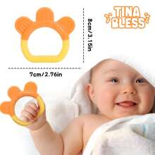 Tinabless قطعة واحدة لعبة تسنين للأطفال، للأطفال من عمر 6 إلى 12 شهرًا، مضغ سيليكوني لتهدئة اللثة وتخفيف آلام التسنين