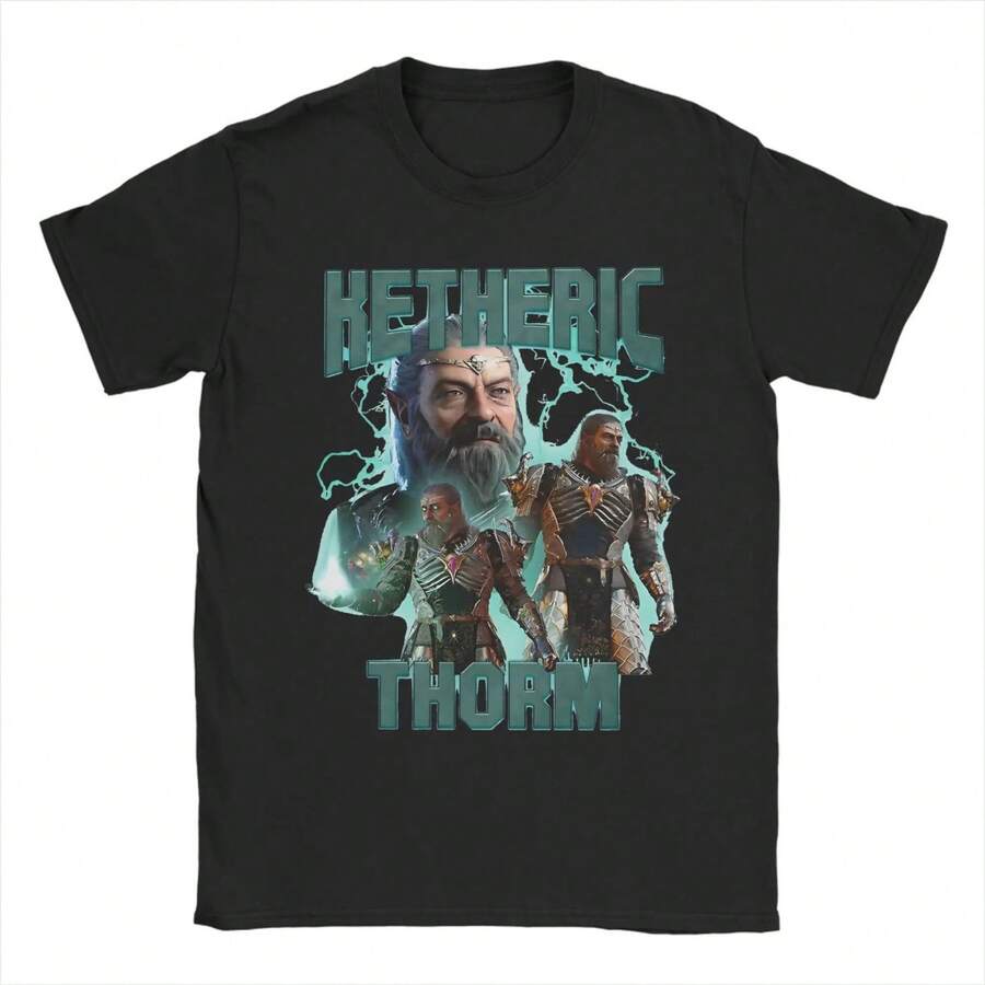 Vintage Ketheric Thorm Bootleg New Arrival T Shirt Men Women Baldurs Gate 3 Pure Cotton Tee Shirt Clothes - màu đen - Xem 1