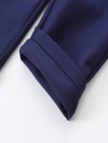 KIMOCAT 2 件男童绅士套装，长袖白衬衫和吊带裤 - 藏蓝色 - 查看 4