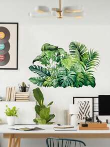 1pc Leaf Jungle Wall Decals Green Plants Wall Stickers For Bedroom, Tropical Wallpaper Leaves Wall Art Decor Stickers Removable Vinyl Natural Palm Leaf Wall Posters Decorations For Living Room Nursery Office Room Decor Home Decor Wall Decor Bathroom Decor Kitchen Home Decor Living Room Wall Paper House Decor Bedroom Decor Room Decoration Stuff Living Room Decor Personalised Stickers