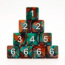 SWAJUJA 10PCS Polyhedral Dice - D6 Acrylic 16mm 6 Sided Double Color Game Dice For RPG, MTG, Table Games