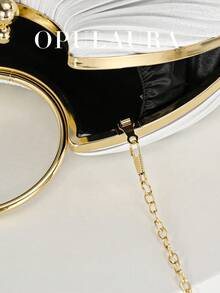 OpulAura Women Metallic High-End Evening Clutch Bag, Luxury Leather Handbag For Banquet, Gala, Party, Wedding, Bride, Bridesmaid, Birthday Dress Accessory, Clutch Bag For Wedding - White - View 7
