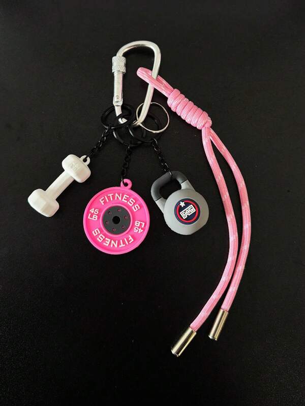1 Pieza Llavero de Serie de Gimnasio, Llavero de Cuerda Hecho a Mano de Color, Nuevo Accesorio de Moda Colgante de Bolso, Llavero de Pesa, Llavero de Campana Rusa, Encantos de Bolso, Mochila para Escuela, Accesorios de Coche, Gótico Lindo Y2k