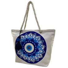 Women's Evil Eye Summer Beach Pool Sun Bag Feminine Beautiful - 藏蓝色 - 查看 4