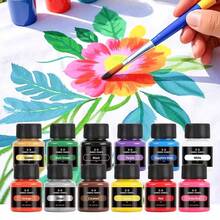 12 Color Textile & Glass Paint Set (25ml/Bottle) - Acrylic Craft Paints For DIY Clothes, Tumblers, Canvas Art, School Supplies,Back To School