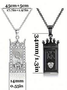 2 Pieces Fashion Couple Necklace King And Queen Pendant Necklace Unique Black And White Q&K Couple Necklace Promise Necklace Confession Necklace Fine Jewelry For Everyday Valentine's Day Wedding Birthday Anniversary Etc - Q&K情侶項鍊 - 查看 6