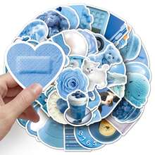 50张蓝色简约清新韩式DIY便签贴纸墙面玻璃文具装饰学校用品返校 - 彩色 - 查看 7