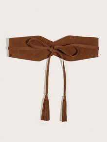 1 件时尚百搭腰带，适合搭配夏季连衣裙、秋季学校服装、秋季服装、万圣节服装 - 駝色 - 查看 2