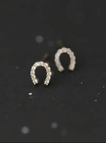ELSEDES 1 Paar hochwertige luxuriöse 925 Sterling Silber 'U' Form Ohrringe mit funkelnden Steinen, romantisch personalisierter Stil, geeignet für Damen Alltags-/Sommer-Outfits, tolles Geschenk für Freundinnen