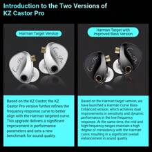 KZ Audífonos para monitoreo KZ Castor Pro - Nuevos y originales, sintonizados por Harman, auriculares internos de alta fidelidad ajustables, con micrófono, cancelación pasiva de ruido y diseño deportivo