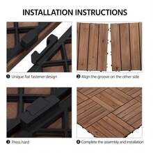 12 X 12'' Patio Deck Tiles Interlocking Wood Floor Tiles Indoor & Outdoor For Patio Garden Deck Poolside Pack Of 11 Tiles Brown - 巧克力棕 - 查看 7