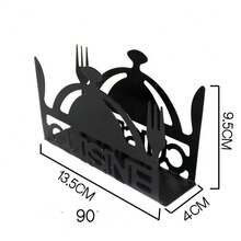 1PC Metal Napkin Holder - An Elegant Vertical Desktop Tissue Holder With A Complex Black Design, Perfect For Home, Hotel Or Cafe Decoration - Black - View 11