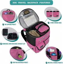 Dog Travel Bag Backpack, Airline Approved Dog Bags For Traveling, Puppy Diaper Bag Supplies, Pet Camping Essentials Hiking Accessories Dog Mom Gift, Food Container, Collapsible Bowls, Pink - Pink - View 5