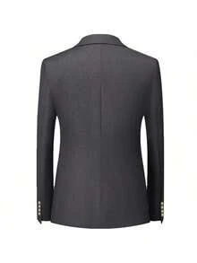 Caelus 时尚新款男士商务双排扣纯色西装外套+西裤 男士修身婚礼两件套西装外套裤子 高品质社交场合礼服 - 灰色 - 查看 6