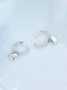 1 paire de boucles d'oreilles design cœur en argent 925, boucles d'oreilles élégantes et romantiques en forme de twist, convient pour le port quotidien, les rendez-vous, les vacances, les jours fériés et les cadeaux