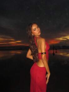 Vestido transparente de mujer con cuello halter en V profunda, costura asimétrica y diseño sexy, ideal para fiestas, citas, clubes, eventos, bodas, Navidad, invitadas de boda, vestido de hada, vestido con hombros descubiertos