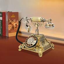 YUNRUX Vintage Rotary Dial Telephone, A Retro Classic Wired Phone With A Convenient Dialing Mechanism. It Serves As An Antique Decor For Home Offices And Makes An Excellent Gift For Weddings, New Home Ceremonies, And Christmas. - Bronze - View 5