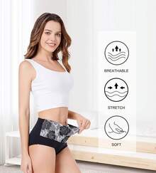 Women's Cotton High Waist Tummy Control Panties Jacquard Ladies Panty Multipack - Comfort - 簡報 04 - 5 件裝 - 黑色 - 查看 4