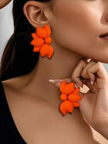 Betykuku 1 Pair Bohemian Multicolor Orange-Red Earrings, Casual/Beach/Party Accessory Gift For Women & Girls