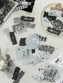 CANDY POETRY 1 包 50 张复古织物撕纸贴纸，创意美学剪贴簿贴纸，DIY 装饰拼贴工艺材料，节日礼物，个性化剪贴簿学校用品，学校用品，返校 - 粉色 - 查看 5