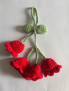 1pc Handmade Crochet Bell Orchid Flower String Keychain Bag Decorative Clasp, Fashion Girl's Backpack Pendant Lovely Flower Backpack/Schoolbag/Purse Pendant, School Supplies Teacher Gifts Back To School Supplies Teacher Accessories Back To School Supplies Gifts For Teachers Crocheted Flower Trinket Gift For Women In Summer - Multicolor - View 9