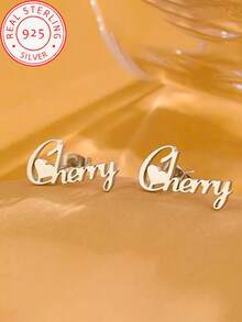 Pair Of 925 Silver Customized English Name Earrings , Daily Party Accessories, Christmas Valentine's Day, Cute Fashion Earrings, Multi-Style Jewelry