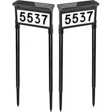 Solar Address Signs For Yard, Dual-Sided Illumination Solar House Numbers For O - 1 - View 1