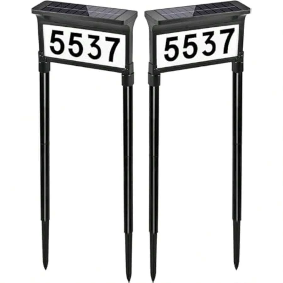Solar Address Signs For Yard, Dual-Sided Illumination Solar House Numbers For O - 1 - View 1