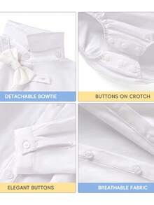 New Summer Children's Baby Boy 4-Piece Suit, White Long-Sleeved Fashionable Top, Detachable Suspenders And Trousers, Suitable For Spring And Summer Home Wear, Suitable For 3-12 Months Baby Suit Clothing