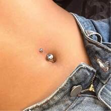 Belly Button Rings - 14G Internally Threaded 10mm Belly Ring Round Square Star Teardrop CZ Navel Rings For Women