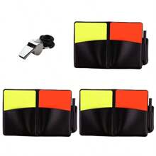 4 件套足球裁判哨套装，包括笔记本、铅笔、红黄牌、不锈钢裁判哨，适用于足球、橄榄球、篮球等运动