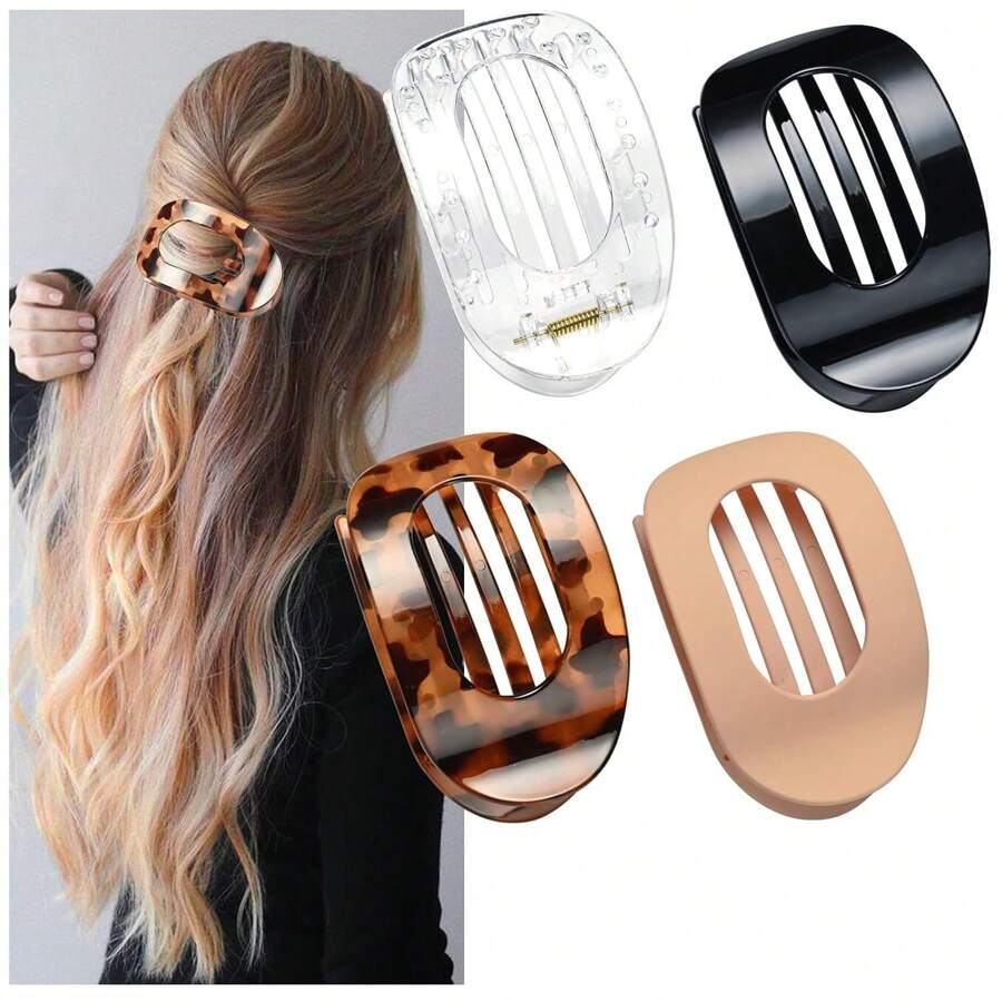 4 Peças Grampos de Cabelo Ovais Grandes Ocos Minimalistas Foscos, Grampos de Rabo de Cavalo e Coque de Alta Qualidade, Adequados para Chuveiro, Passeio Diário, Esportes, Compras, Jantar, Lazer em Casa, Acessórios de Cabelo Versáteis, Ótimo Presente para o Dia das Mães, Páscoa, Ação de Graças, Presilha de Cabelo, Barras de Cabelo