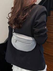 彩色时尚女士胸包/腰包运动风格马鞍包，配有独特肩带，多隔层单肩斜挎包，适合女性户外运动使用 - 彩色 - 查看 11