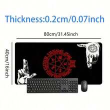 恐怖哥特暗黑风格鼠标垫，Hellsing 图案，黑色桌面垫，办公桌配件，缝边防滑，橡胶底座，尺寸 35.4x15.7 英寸，适合办公室使用，可作为礼物送给男友/女友，返校季游戏鼠标垫，桌面配件，办公用品，办公桌配件，桌面鼠标垫 - 彩色 - 查看 13