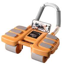 Rodillo abdominal autorebote 2025 con soporte para codos: rueda de ejercicio de 4 ruedas para gimnasio en casa, entrenamiento abdominal y pérdida de grasa abdominal | Equipo de fitness portátil - Naranja - Ver 1