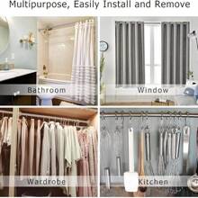 LOMILD 1 件多功能伸缩杆 - 无需钻孔，适用于浴帘、窗帘、门帘、衣柜储物和阳台晾衣场景 - 不锈钢材质，带有易于安装的塑料底座 - 有银色、黑色、白色、灰色可选；可调节张力窗帘杆，多种组合，无需钻孔不锈钢挂衣杆适用于浴室、衣柜、衣柜、浴室配件浴室装饰 - 多色-多尺寸 - 查看 7