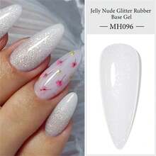 Mtssii 1瓶10毫升果冻状乳白色闪光橡胶底胶指甲油封层加固胶可卸UV LED指甲油半永久美甲结构胶，不含酒精，光滑亮泽，美甲DIY，适用于家庭和美甲沙龙。 - 白色 - 查看 2