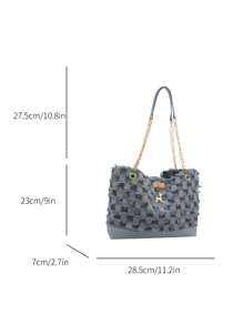 Bolso de hombro con hebilla decorativa, costuras, cadena para el hombro, bolso de mujer con hebilla decorativa, bolso tipo hobo de moda urbana, adecuado para compras, citas, regalo para mujeres, apropiado para adolescentes, estudiantes universitarias, trabajo, negocios, ir y venir