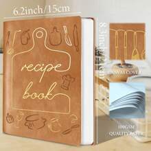 Modernes Rezeptbuch - Stilvoller leerer Kochbuch mit Kunstlederbezug, bietet Platz für 144 Rezepte, strapazierfähiges Design, perfekt zum Aufschreiben eigener Rezepte, Schulmaterial, Rückkehr zur Schule