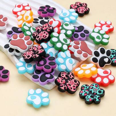 5pcs Cartoon Silicone Bear Claw Beads, Beaded Pen Focus Beads, DIY Jewelry Decorative Beads, Keychain And Crafts, Holiday Party Themed Items, Silicone Character Beads