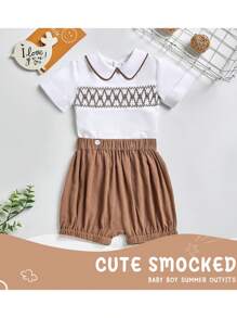 New Summer Two-Piece Suit For Boys And Girls, Casual Breathable Tops And Elastic Shorts, Suitable For Children Aged 0-5 Years Old, Suitable For  And Home In Summer