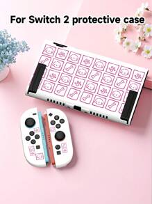 Switch 2. Generation Spielekonsole Niedlicher Welpen Würfel Muster Schutzcase, kompatibel mit Switch NS/Switch OLED/Switch Lite, Mehrfarbige Weiß/Rosa/Gelb TPU Weiche Schale Transparente Hülle, Universal Grifffschutz, Switch Controller Schutz, Switch Gaming Zubehör, Stoßfest rutschfest kratzfest, Stilvoller Entwurf