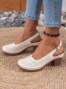 Soft Perforated Closed Toe Summer Sandals For Women, Breathable New Design Slip-On Hollow Out Flats, Comfortable Soft Bottom Hole Shoes