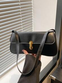 Bolso informal y sencillo de solapa de PU para llevar bajo el brazo. Adecuado para compras, monedero, estudiantes, mujeres jóvenes y oficinistas. Perfecto para la oficina, el colegio, el trabajo, los negocios, el desplazamiento, actividades al aire libre, viajes y picnics.