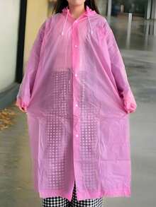 1 件可重复使用的便携式透明全身雨衣，EVA 加厚一体式雨衣，男女通用成人学生户外旅行雨披，防风防水，适合骑自行车、徒步旅行、休闲女士风格，保持干爽时尚 - 粉色 - 查看 11