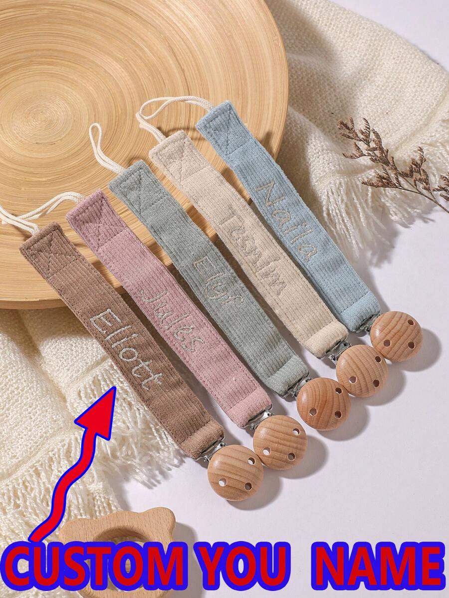 1pc Personalized Baby Pacifier Clip Cute Polka Dot Print Customized Patterns For Boys And Girls, Custom Baby Pacifier Clip Universal Soothing Clip, Suitable For Halloween, Baptism, Thanksgiving, Christmas Giftsbaby Shower Family Decorations Gifts - Multicolor - View 1